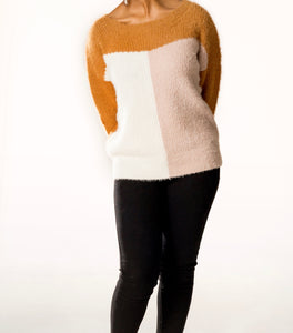 Colorblock Fuzzy Sweater