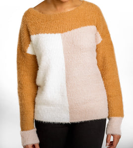 Colorblock Fuzzy Sweater